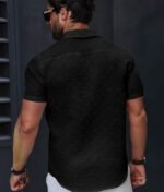 Men’s Stylish Casual Textured Black Shirt - Image 3