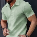 Men’s Stylish Casual Textured Pista Shirt