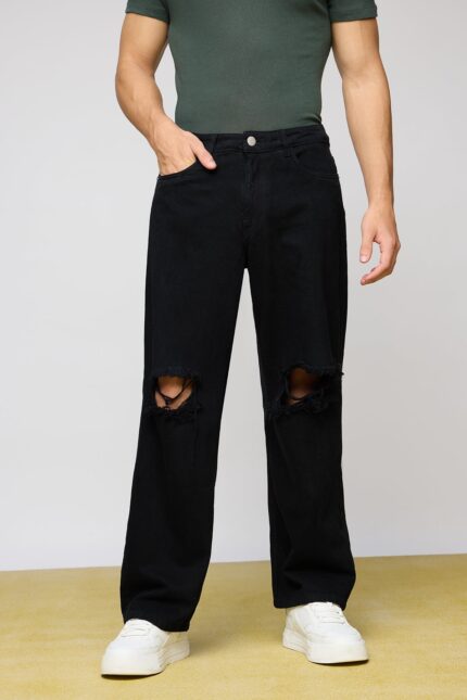 Diesel Black Heavy Ripped Streetwear Baggy Jeans