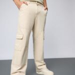 Urban Style Ecru Carpenter Fit Relaxed Baggy Jeans
