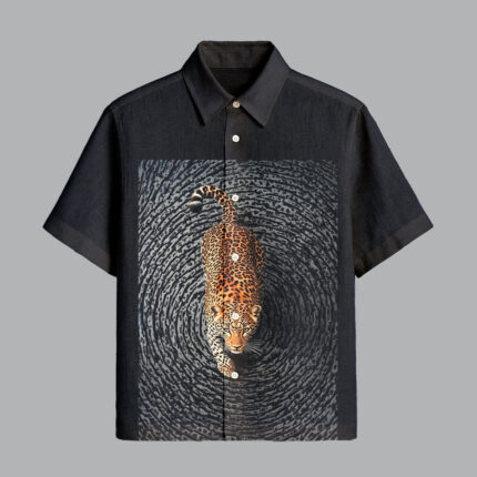Black Designer Printed Half Sleeve Shirt for Men Luxury Streetwear Style