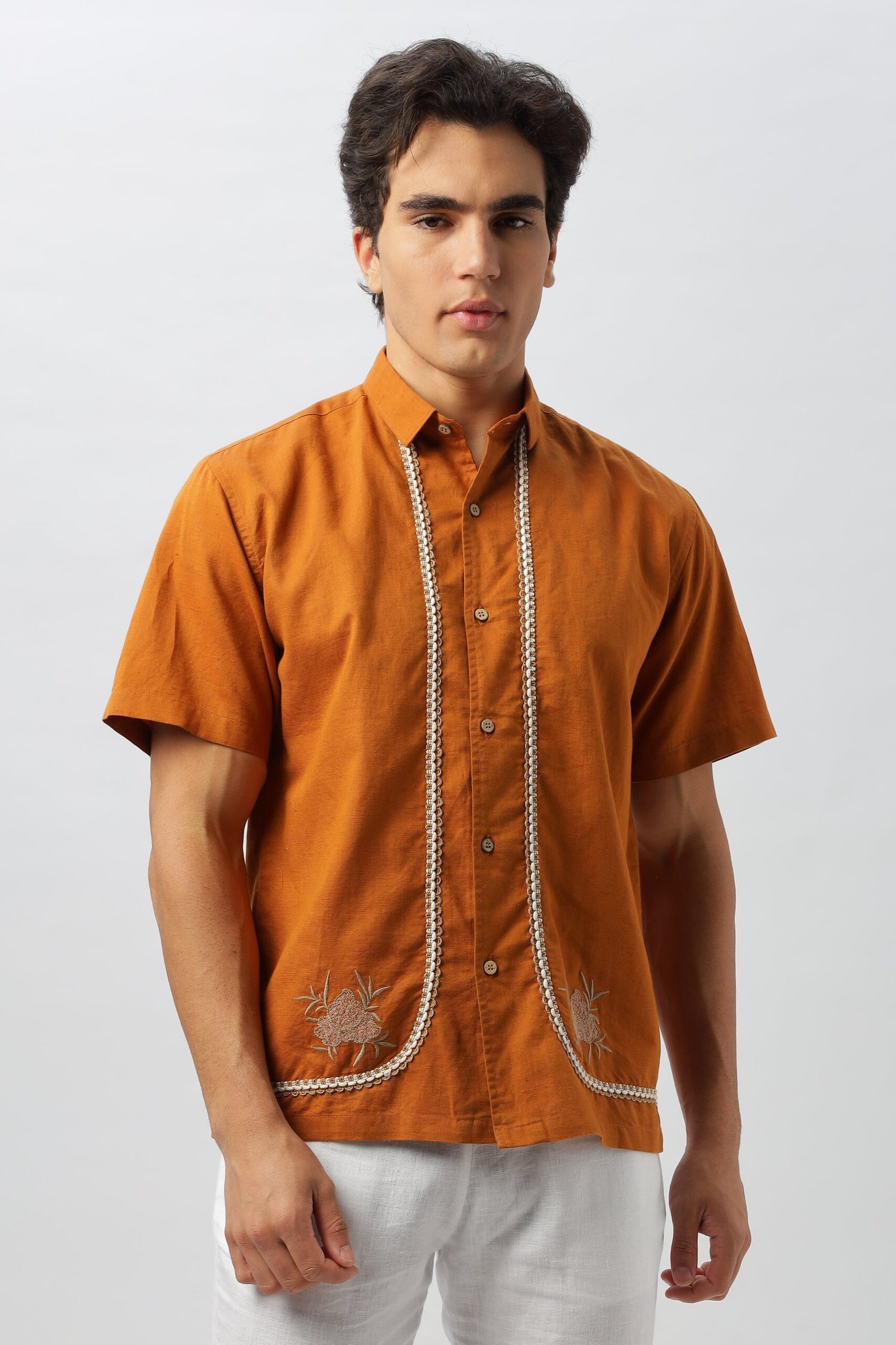 1L9A1884-scaled-1.jpg Rustic Orange Box Fit Bold Embroidered Shirt - Image 1
