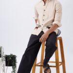 Cavallo Beige Full Sleeve Premium Embroidered Shirt