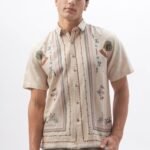 Sands of Sahara Desert Motif Embroidered Half Sleeve Shirt