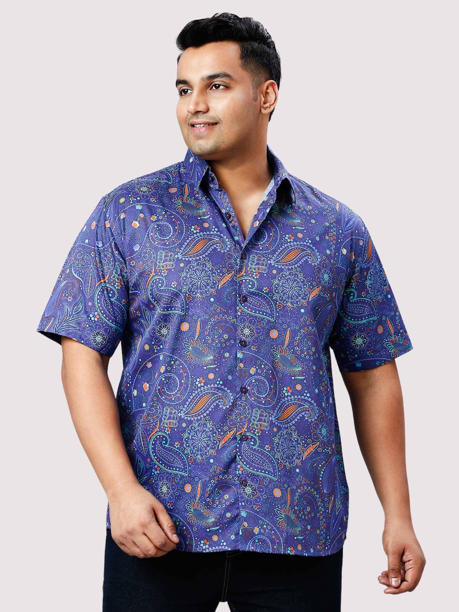 248.jpg Marble Purple Digital Print Men Plus Size Half Sleeve Shirt - Image 1