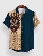 Cream Facemask Designer Men’s Half Sleeves Printed Shirt Exclusive