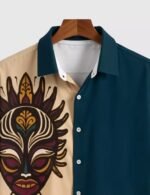Cream Facemask Designer Men’s Half Sleeves Printed Shirt Exclusive - Image 2