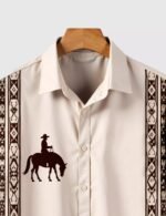 Cream Horse Designer Men’s Half Sleeves Printed Shirt Exclusive - Image 2