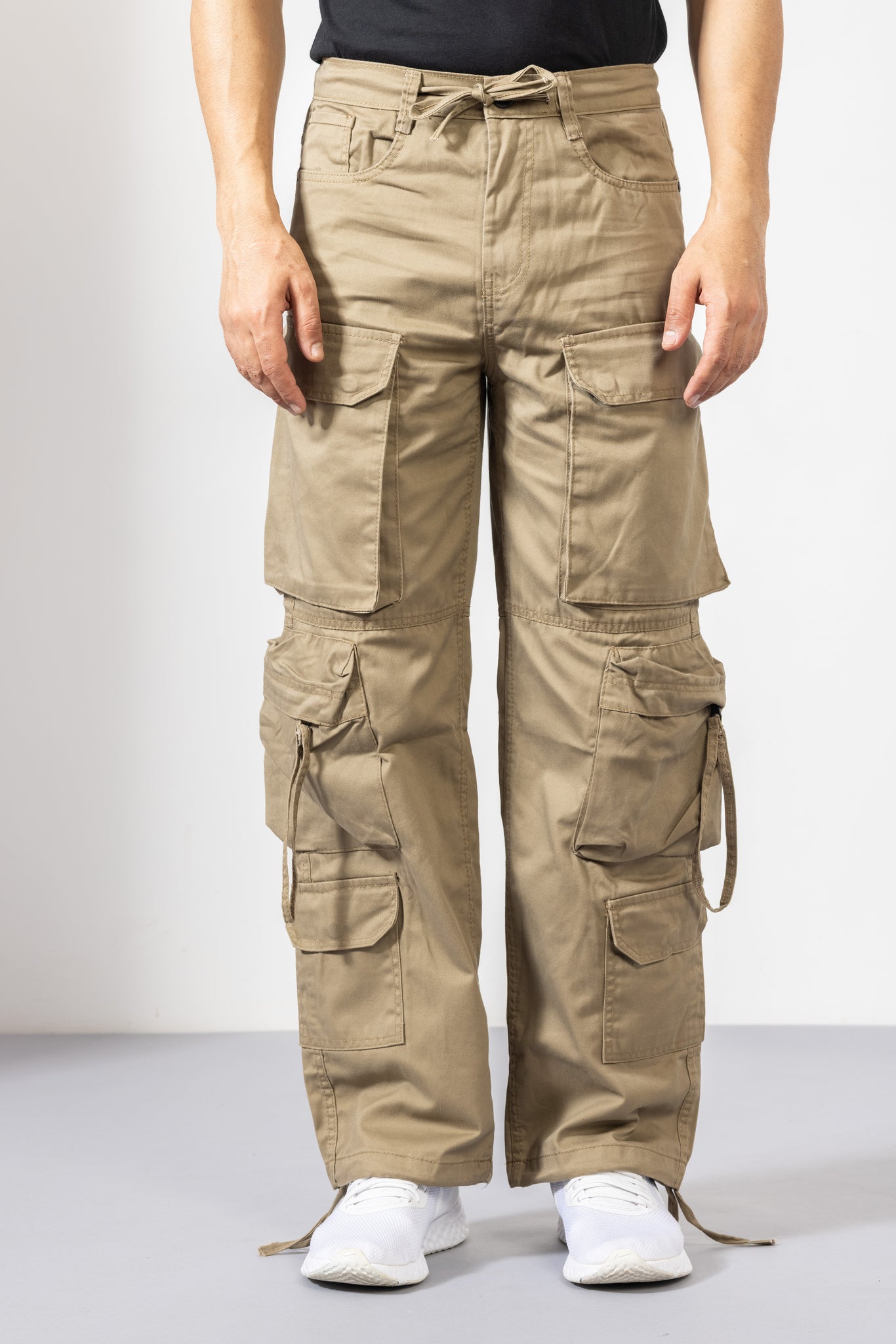 GSCRG10PKTDECCRM.jpg Beige Multi-Pocket Tactical Cargo Pants for Men - Image 1