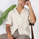 Floral Embossed Cuban Collar Luxury Embroidered Shirt
