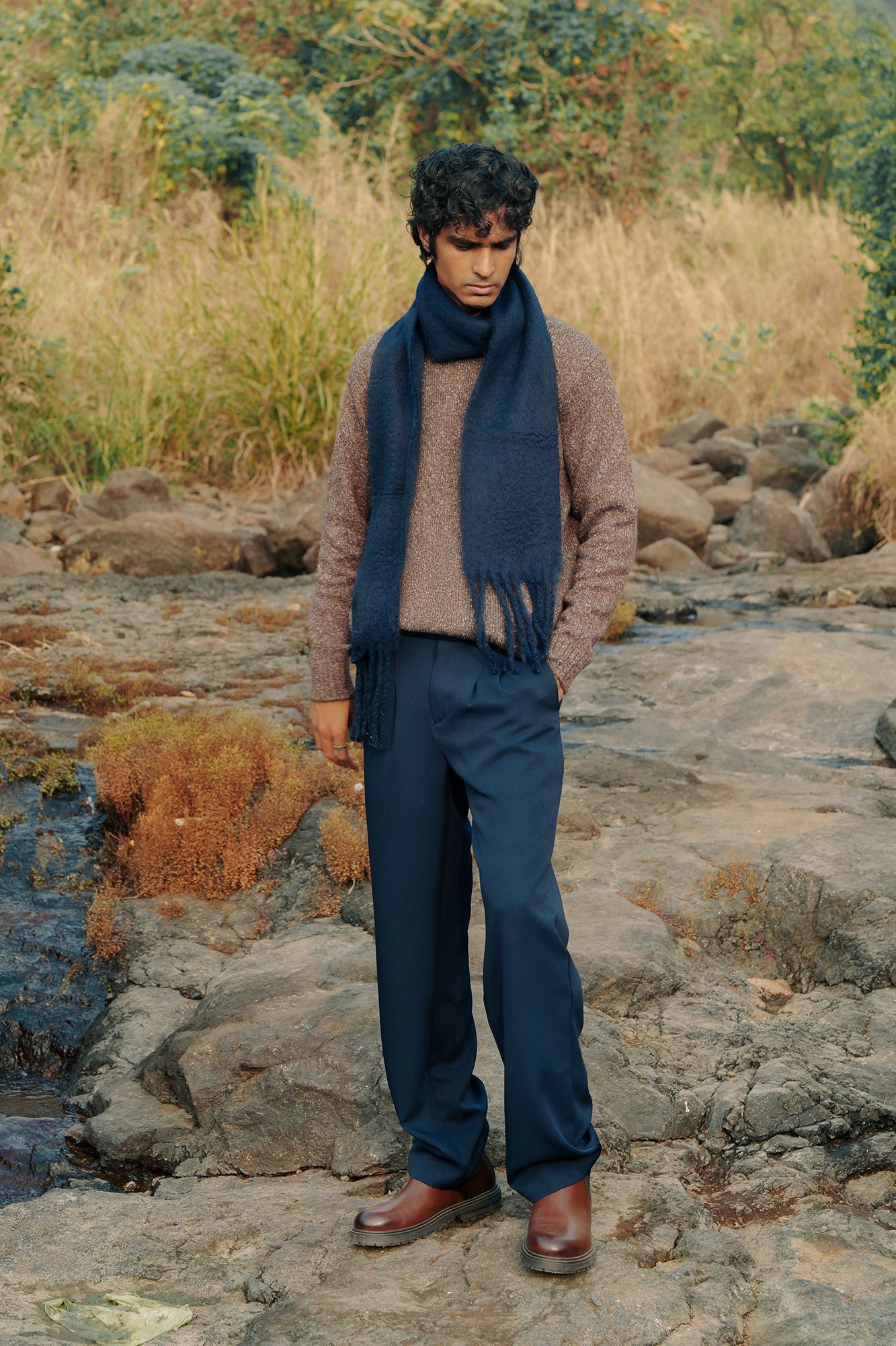 MENS102697.jpg Silent Navy Adjustable Waist Korean Straight Pants for Men - Image 1
