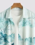 Blue Painting Men’s Half Sleeve Casual Printed Shirt - Image 2