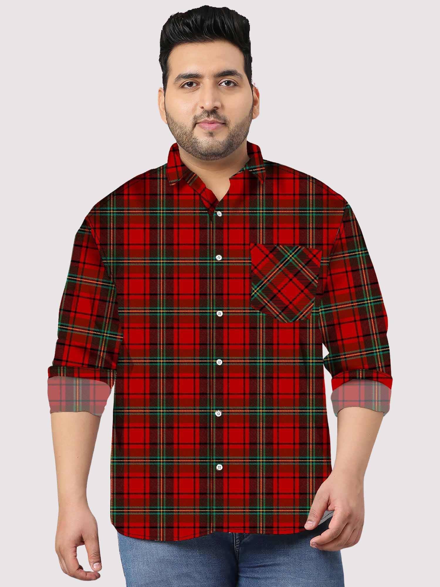Tartan_Seamless_Pattern_Digital_Printed_Full_Sleeve_Shirt_Men_s_Plus_Size.jpg Tartan Seamless Check Design Men Plus Size Full Sleeve Shirt - Image 1