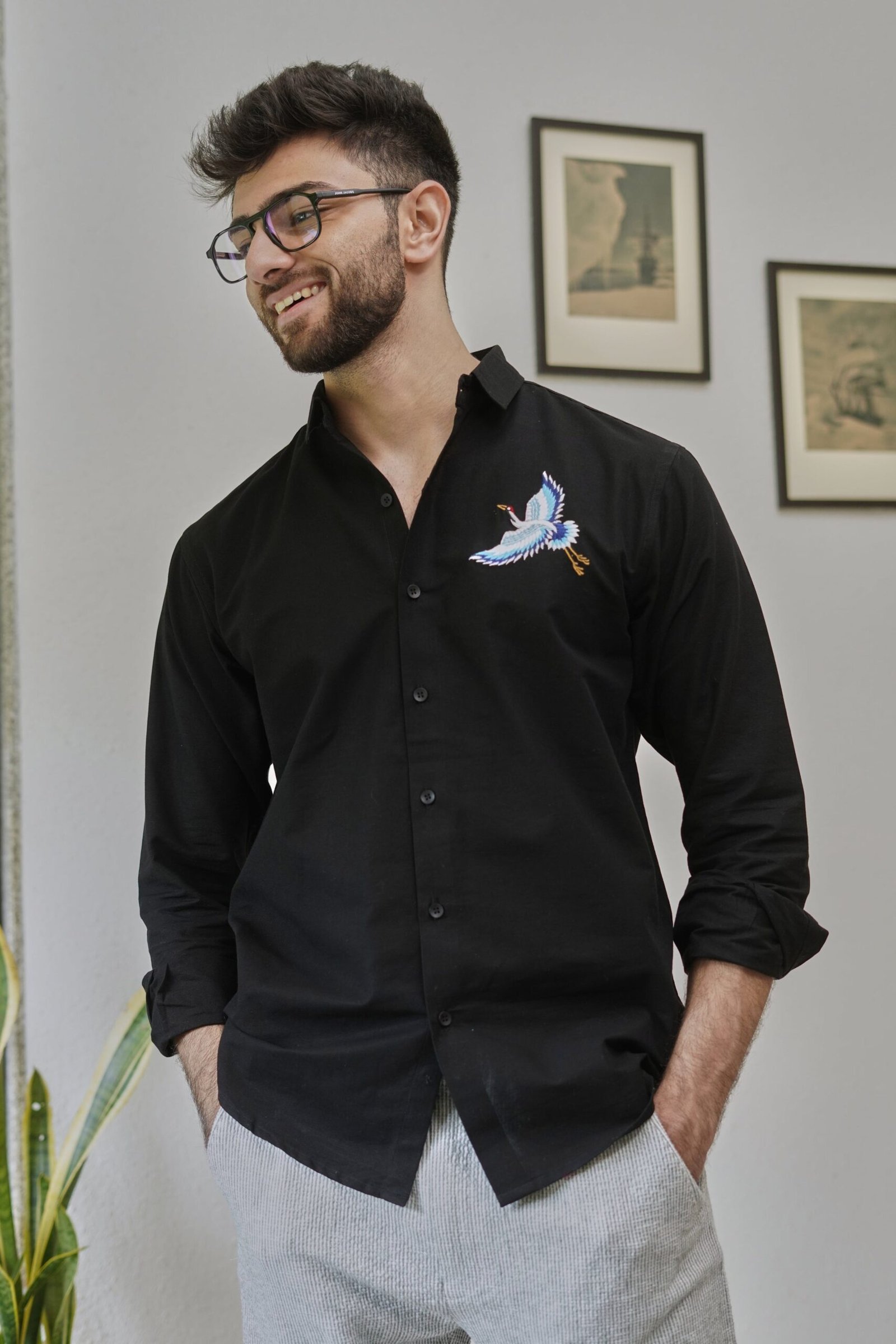 UFS05197-scaled-1.jpg Black Artistic Embroidered Shirt - Image 1
