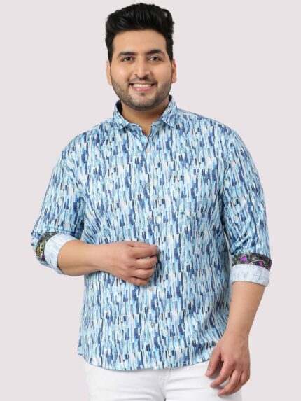 Blue Terrain Digital Print Men Plus Size Full Sleeve Shirt