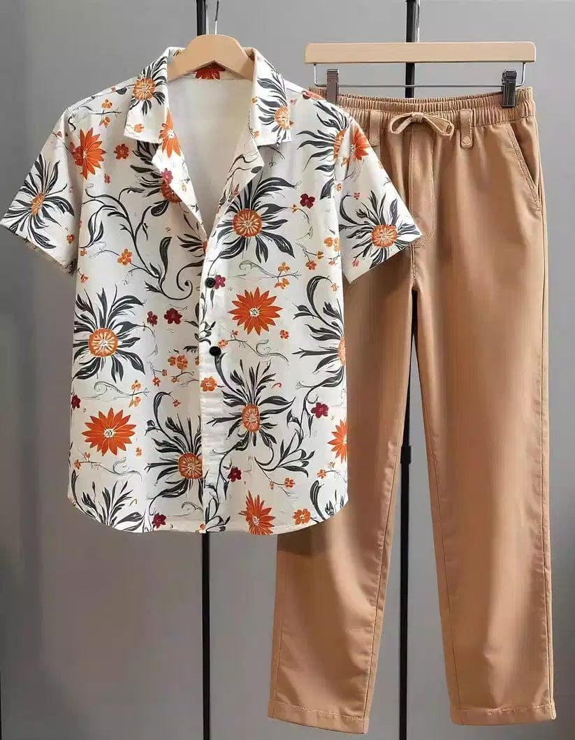 classy_orange.jpg Classy Orange Mens Full Set Trouser And Shirt Half Sleeves - Image 1