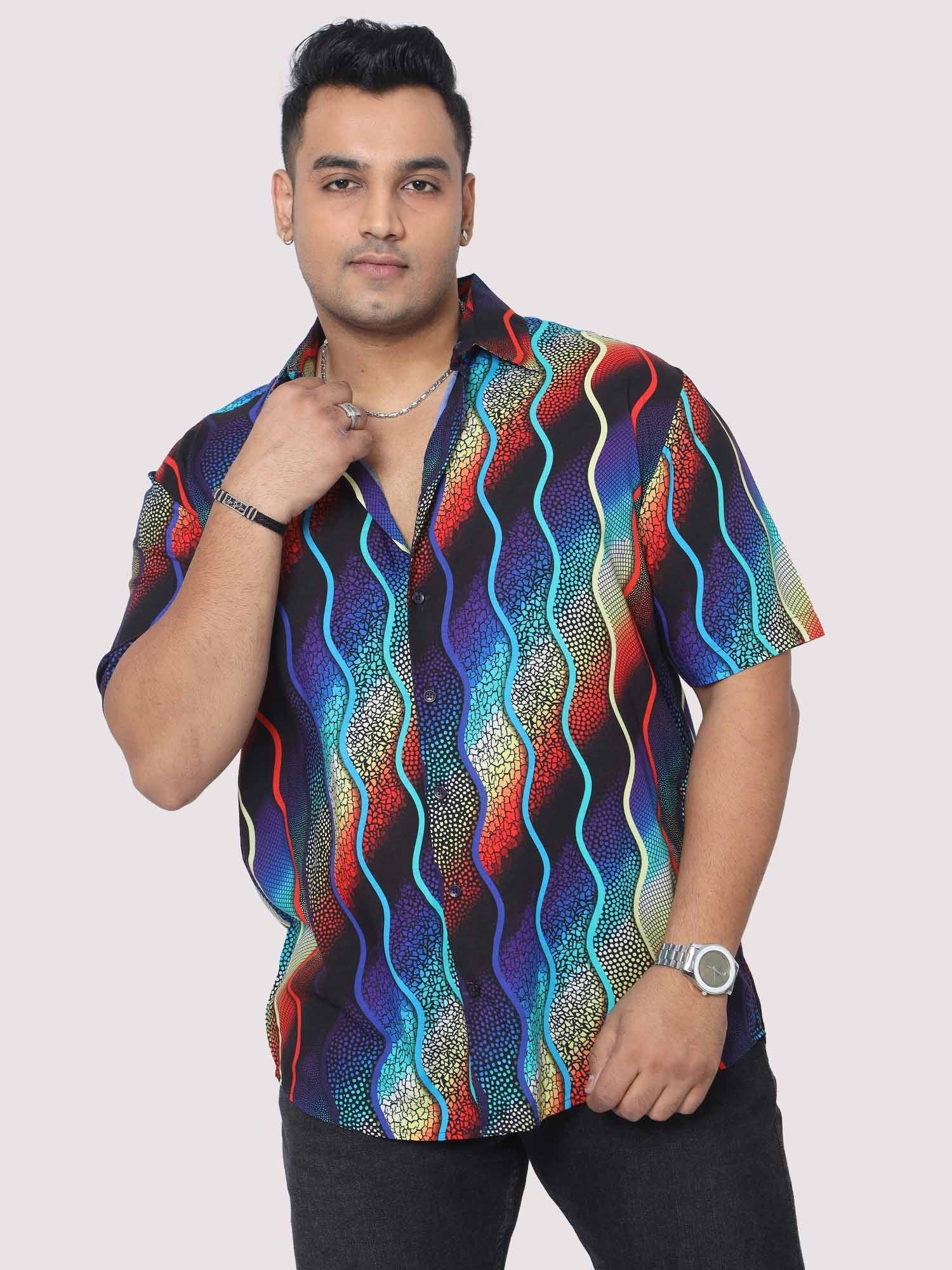 men-plus-size-wavy-mosaic-art-digital-printed-half-shirt-guniaa-fashions-1.jpg Wavy Mosaic Art Digital Print Men Plus Size Half Sleeve Shirt - Image 1