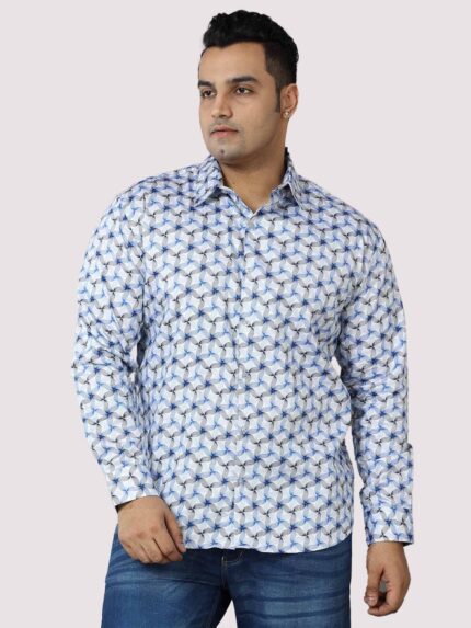 Twisted Flower Cotton Print Men Plus Size Full Sleeve Shirt
