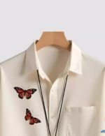 White Butterfly Printed Men’s Half Sleeves Poly Cotton Casual Wear Shirts - Image 2